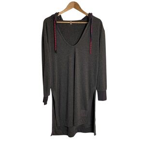 FP Movement by Free People Dark Gray Long Hooded Sweater Size Small Feel Good